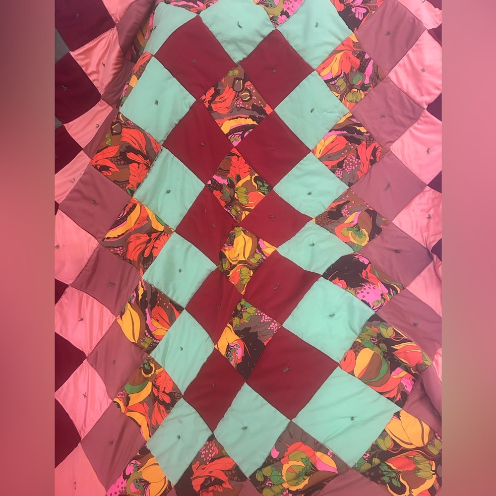 Colorful Retro Patchwork Quilt twin/full size